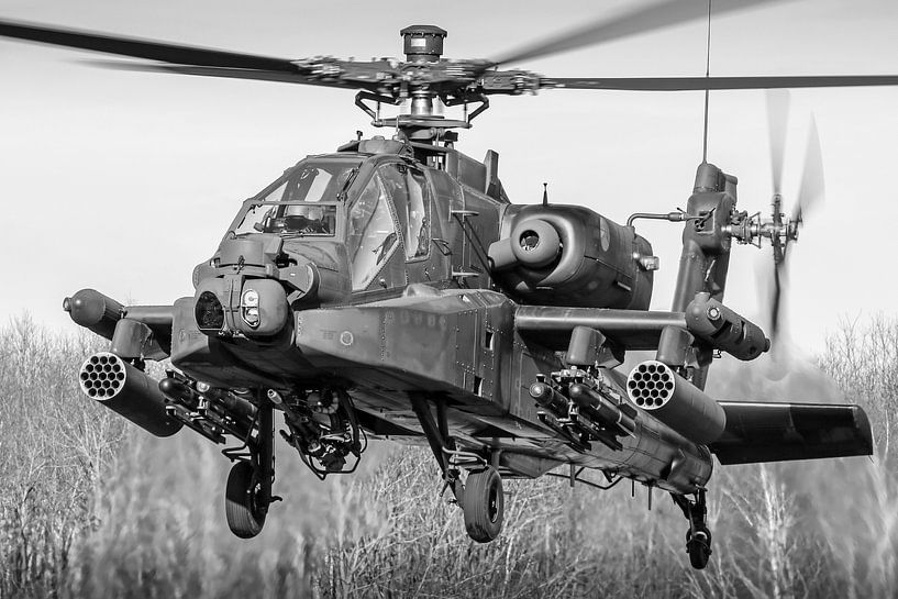 AH-64D Apache-Kampfhubschrauber (schwarz-weiß) von Jimmy van Drunen