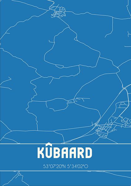 Blueprint | Map | Kûbaard (Fryslan) by Prints of Place