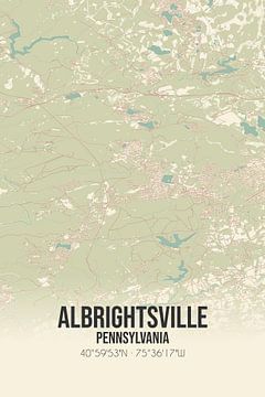 Vintage landkaart van Albrightsville (Pennsylvania), USA. van MijnStadsPoster