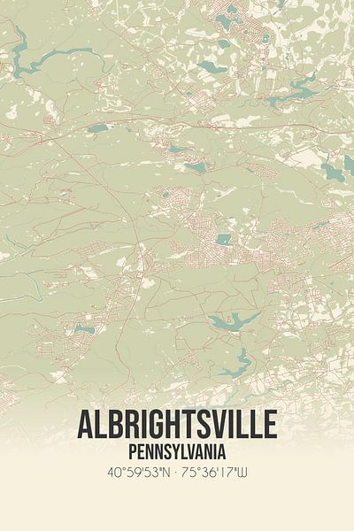 Vintage map of Albrightsville (Pennsylvania), USA. by Prints of Place