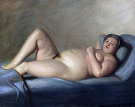 Lying corpulent nude, Georg Scholz, 1930