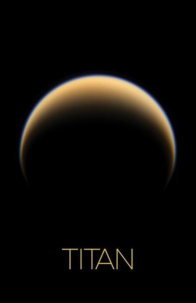 STK205512S-Affiche du système solaire de Titan, la plus grande lune de Saturne. par Stocktrek Images