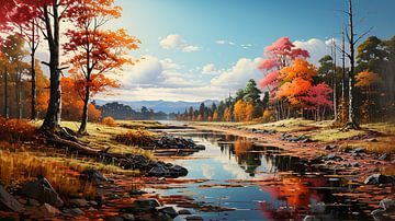 abstract schilderij herfst in het bos achtergrond van Animaflora PicsStock