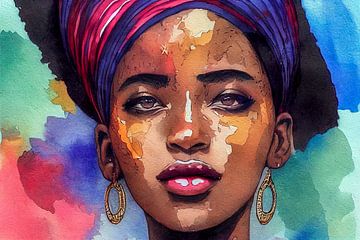 Schilderij van een Afrikaanse vrouw Illustratie van Animaflora PicsStock