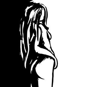 Black and white artwork female nude by Emiel de Lange