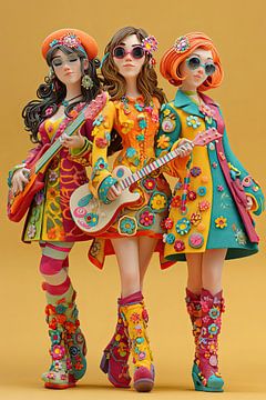 Flowerpower Frau mit Blumen Teenager Band