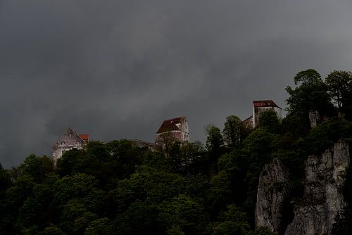 Wildenstein Castle during a thunderstorm, Danube