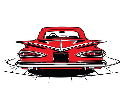 Rode klassieke staartpop met grafische curve