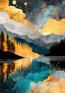 Nuit étoilée au-dessus des nuages dorés sur Niklas Maximilian