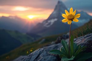 Einsame Blume in den Alpen