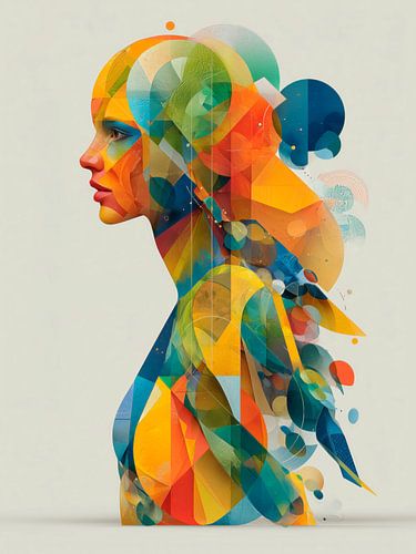 Aquarius zodiac sign in geometric colours