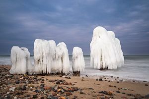 Buhne im Winter an der Küste der Ostsee bei Kühlungsborn.