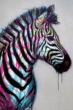 Kleurrijke abstracte zebra kunst van Art & Soul Creations