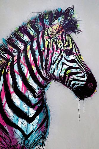 Kleurrijke abstracte zebra kunst