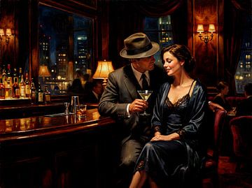 Élégance nocturne dans un bar urbain