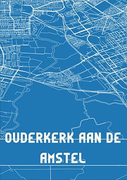 Blauwdruk | Landkaart | Ouderkerk aan de Amstel (Noord-Holland) van MijnStadsPoster