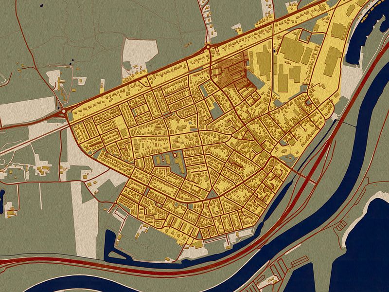 Map of Rheden in the style of Gustav Klimt by Maporia