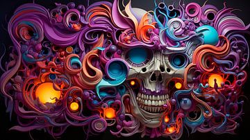 abstracte achtergrond met kleurrijke schedel van Animaflora PicsStock