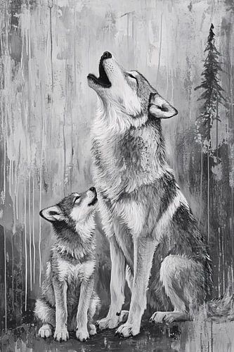 Loup noir et loup blanc en harmonie
