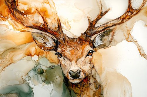 Gracieus hert in aquarelstijl