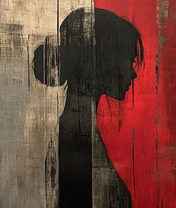 Frau Silhouette | Zurückhaltende Frau mit Rot