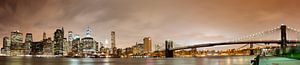 Manhattan skyline panorama bij nacht