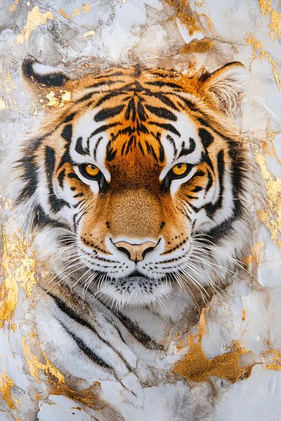 Hyperrealistic tiger with gold accents by Imperial Art House