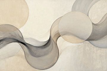 Harmonische Sonne Abstraktion in Creme und Grau von Mad Dog Art