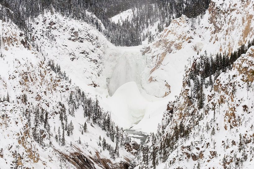 Waterval in Yellowstone Nationaal Park in de winter van Caroline Piek