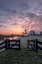 Mooie zonsopkomst bij Molen De Vlinder aan de rivier de Linge in de Be van Moetwil en van Dijk - Fotografie thumbnail