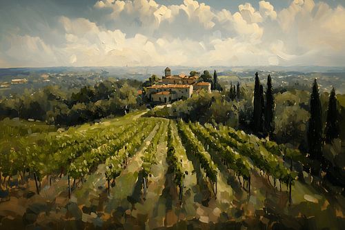 Weinberge der Toskana im warmen Sonnenlicht