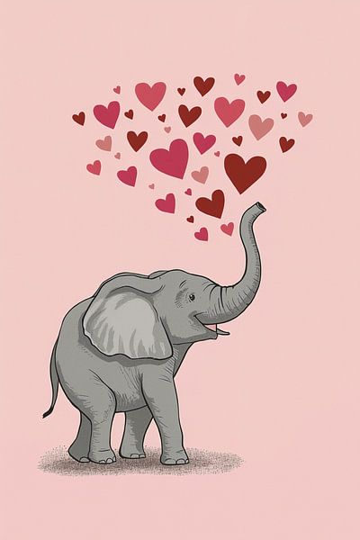 Éléphant avec des cœurs Illustration par Dante S