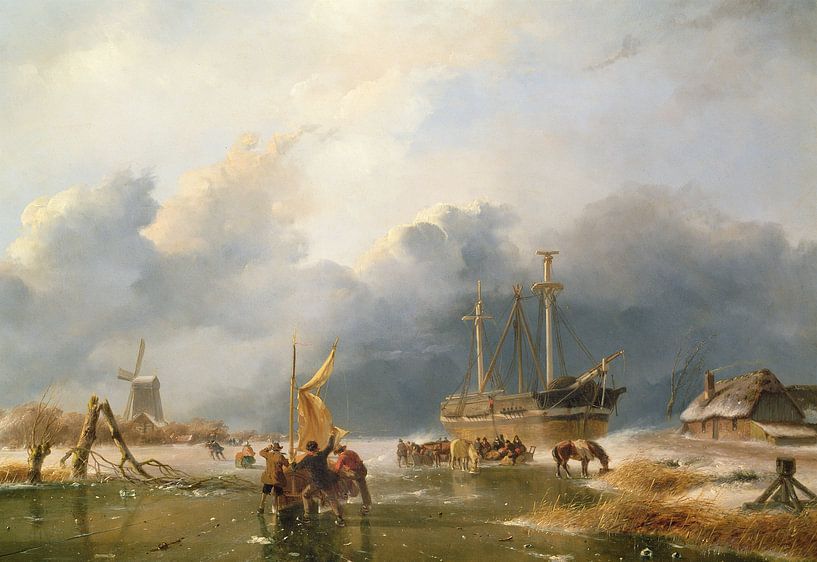 Andreas Schelfhout,Winterscene van finemasterpiece