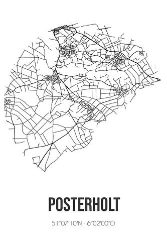 Posterholt (Limburg) | Landkaart | Zwart-wit