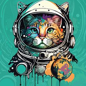 Kosmische Kat Astronaut van PublicArt77