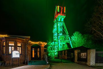 A view of the winding tower of the Wettelrode mine near Sangerhausen at night by Andreas Völkel