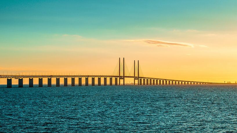 Sunset at the bridge over the Sound by Hans Stuurman