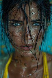 Portrait de l'IA aux couleurs du drapeau ukrainien sur Egon Zitter