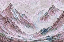 Mist in de bergen in pastelkleuren