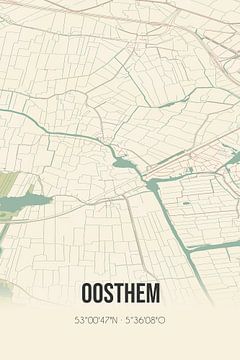 Alte Karte von Oosthem (Fryslan) von Rezona