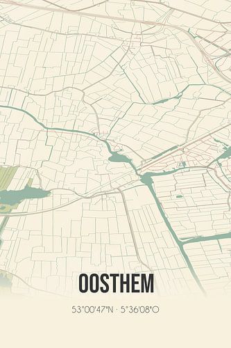Vintage landkaart van Oosthem (Fryslan)