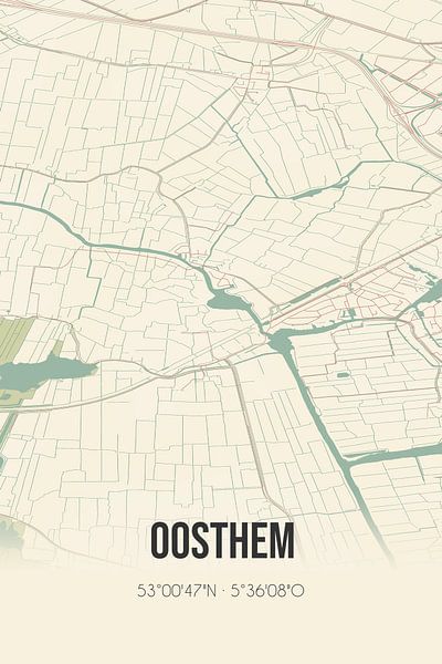 Carte ancienne d'Oosthem (Fryslan) par Affiches de lieux