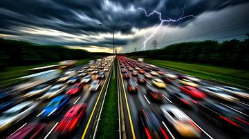 Stroom van achterlichten