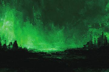 Landschaft im Grünlicht Abstrakte Stille von Eva Lee