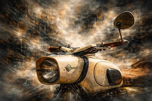 Classic cars in a dissolved urban abstract space