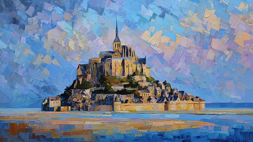 Le Mont-Saint-Michel frankrijk abstract panorama