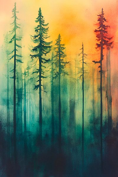 Mystiek boslandschap in de schemering van Poster Art Shop