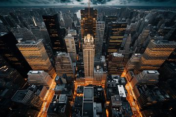 Skyline van New York City van bovenaf gezien, drone van Animaflora PicsStock