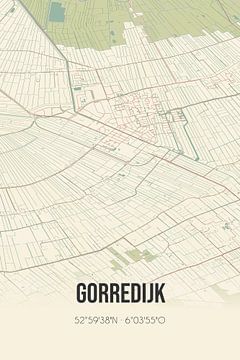 Carte ancienne de Gorredijk (Fryslan) sur Rezona