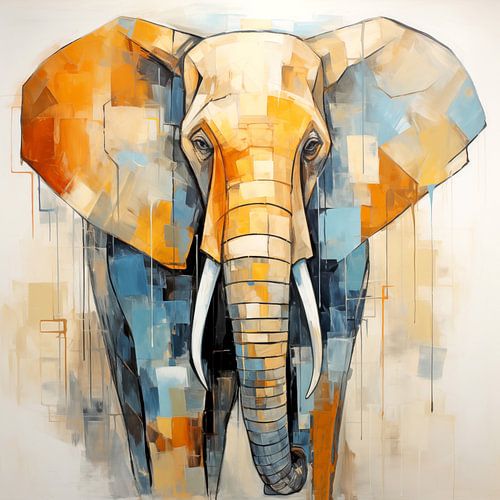 Olifant in kubistische vormen